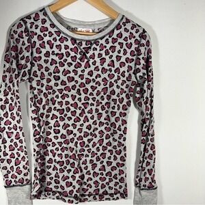 St eve Gray w Pink Heart Cotton Thermal Sleep Top & Pants‎